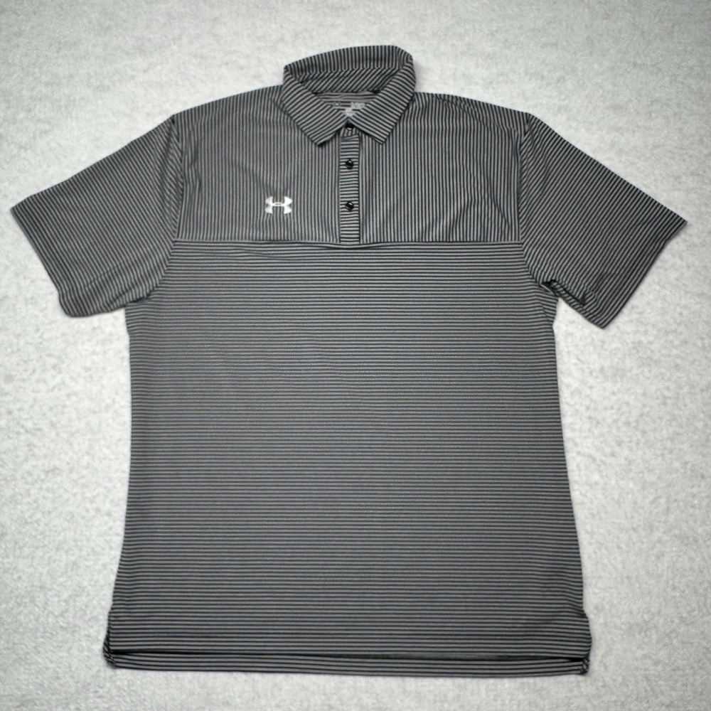 Under‎ Armour Heat Gear Loose Short Sleeve Polo Shirt Golf Striped Men's Size XL